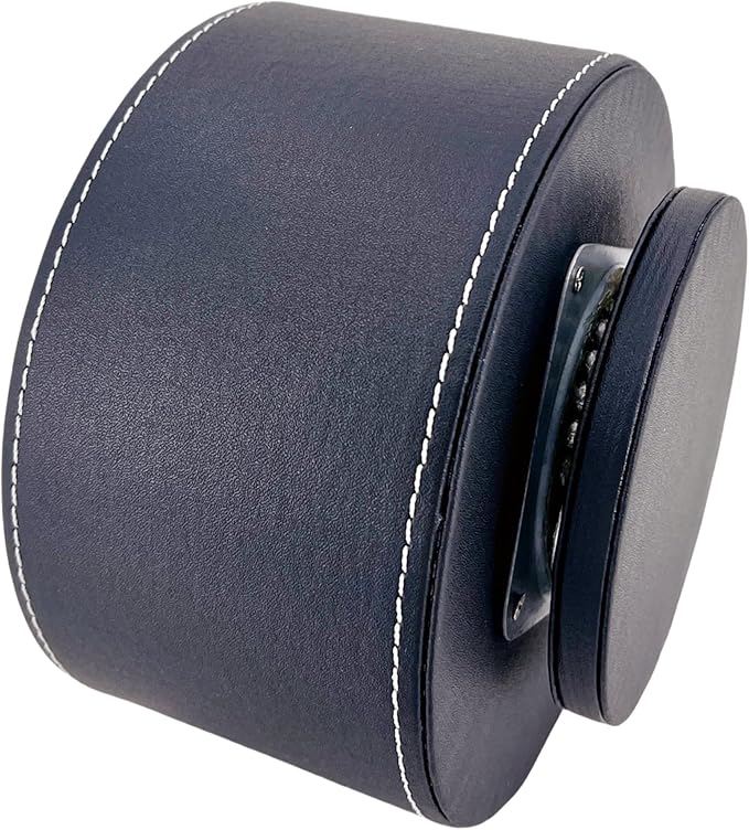 PU Leather Round TV Remote Control Holder for Table,360° Swivel Office Supply Desktop Organizer,4 Compartments Phone/Pen/Pencil Holder,Suitable for Stationery/Heater Controllers Etc (Black)