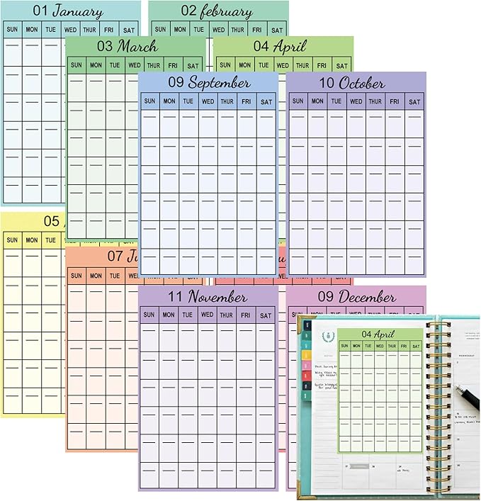 SMARSTICKER 12 Monthly Planner Date Page Sticker 3Open-Dated Monthly Planning Stickers 2026 Schedule Calendar Labels for Customizing Undated Planners, Calendar, Notebooks