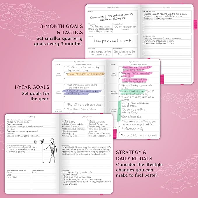 Legend Planner – Undated Weekly & Monthly Life Planner to Hit Your Goals & Live Happier, Organizer Notebook & Productivity Journal, A5 (Hot Pink, Gold)