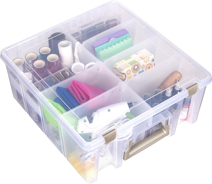 ArtBin 6993SP Super Satchel Double Deep with Papercrafting Accessory Tray, Clear, 1 Satchel & 1 Tray