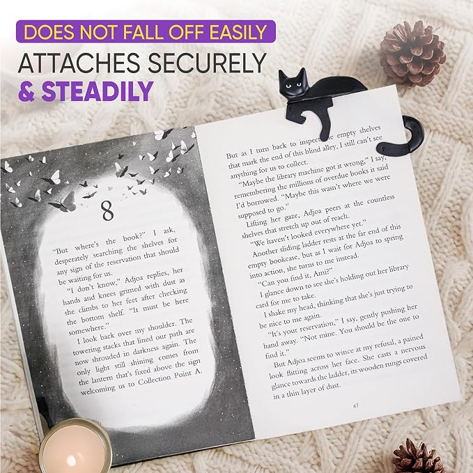 Spoofy 3D Bookmark - Adorable Bookmarks for Women, Durable & Lightweight Book Accessories for Reading Lovers, Unique Gifts for Women, Gifts for Book Lovers (Black Cat)