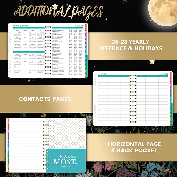 2026 Planner - 2026 Planner Weekly and Monthly, January 2026 - December 2026, 6.4" x 8.5", Hardcover 2026 Calendar Planner with Colorful Tabs, Inner Pocket, Thick Paper, Planner 2026 for Women & Men, Black