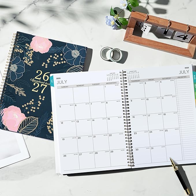 2026-2027 Appointment Book - July 2026 - June 2027, Weekly Appointment Book 2026-2027, 9"x11", Hourly Planner with 30-Minute Interval, Colorful Monthly Tabs, Back Pocket