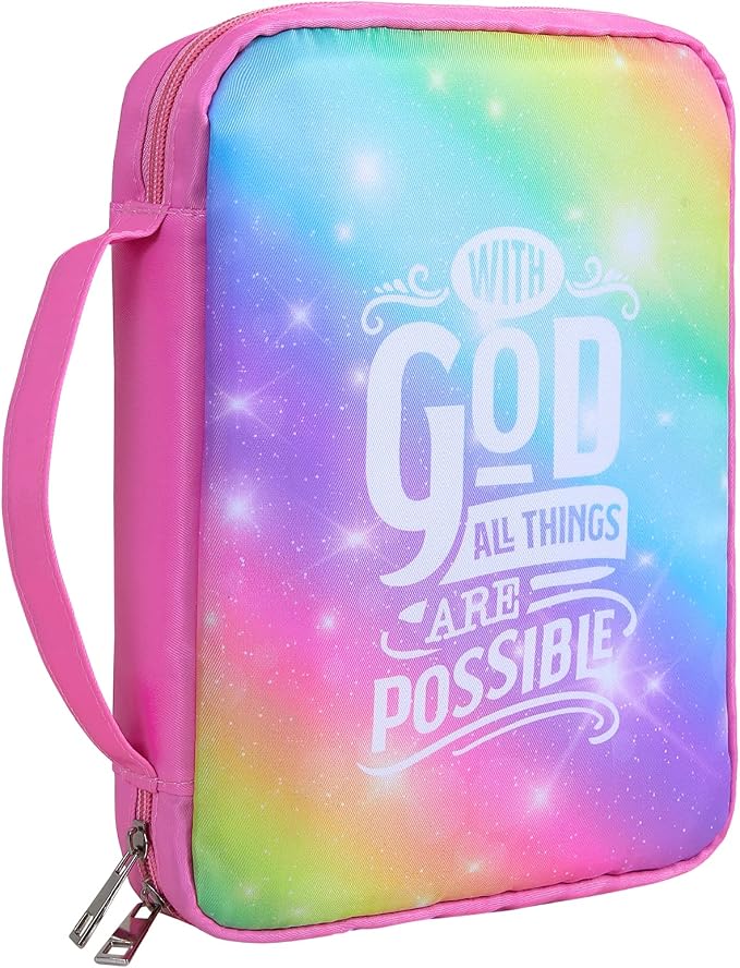 ICOSY Bible Cover Case for Women Girls Kids Bible Bag Case with Handle Kids Girls Bible Study Accessories Supplies