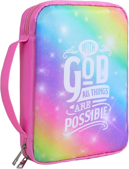 ICOSY Bible Cover Case for Women Girls Kids Bible Bag Case with Handle Kids Girls Bible Study Accessories Supplies