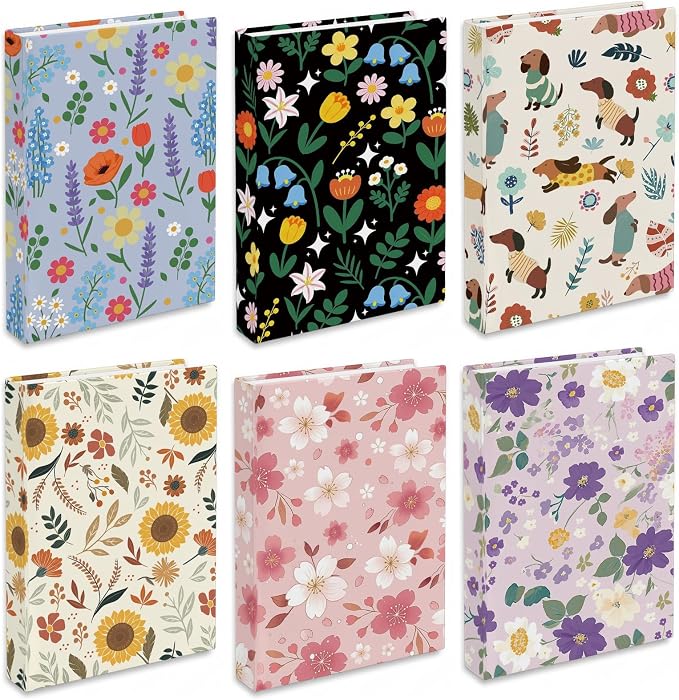 6 Pack Stretchable Book Covers, Jumbo Book Covers for Paperbacks Hardcover Books up to 9 x 11 Inches, Reusable Washable Protective Fabric Books Sleeves, Floral