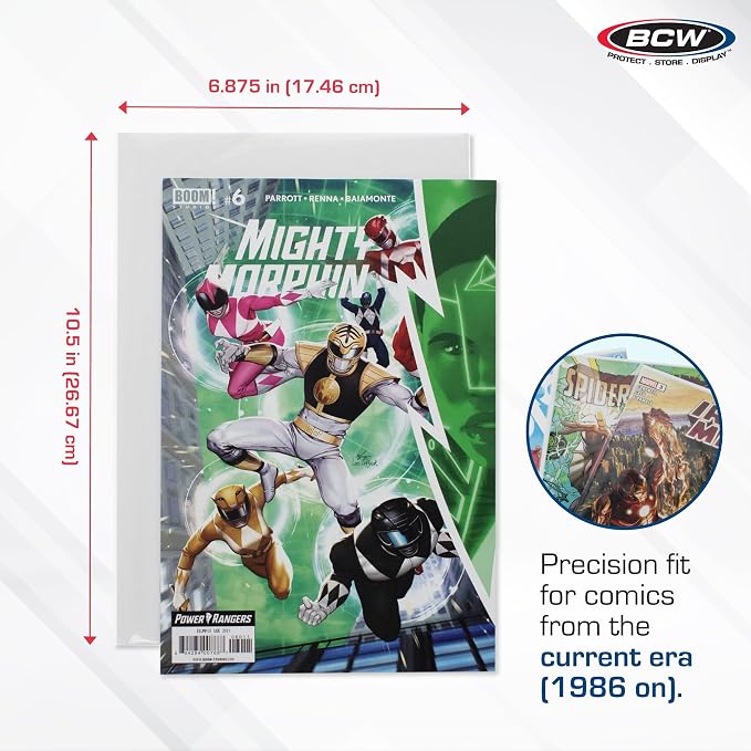 BCW Comic Book Protection Combo: 200 Modern Bags + 200 Backing Boards | Ultimate Safeguard for Comics | Plastic Protectors and Backer Boards