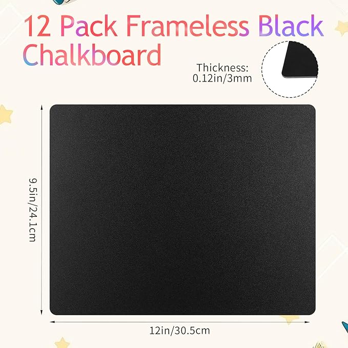 12 Pcs Chalk Board 9.5" x 12" Frameless Chalkboard for Kids Mini Wooden Chalk Board Small Chalkboard Signs Student School Supplies for Kids Classroom Home Office Restaurant