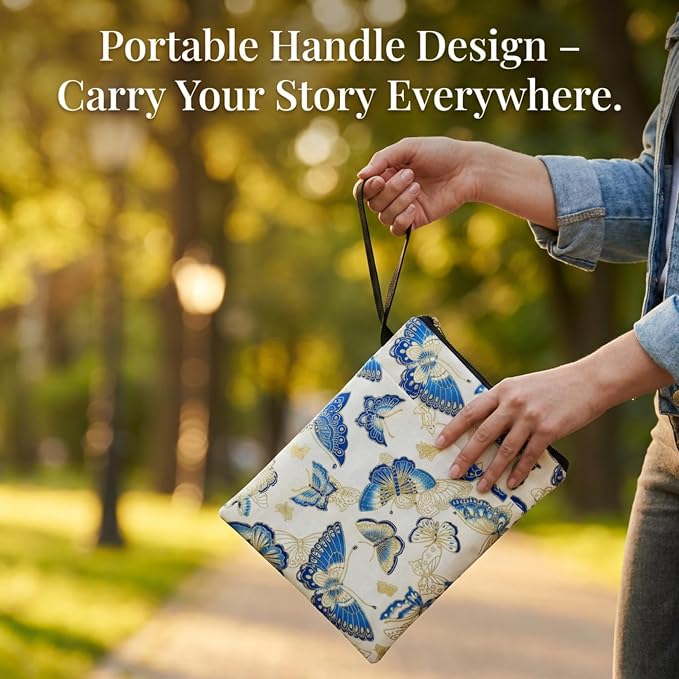 Book Sleeve for Paperbacks – Padded Book Cover with Zipper, Dust-Proof Protector Sleeve, Fabric Books Pouch Fit for Books Notebook Journal, Maximum 8x11inch