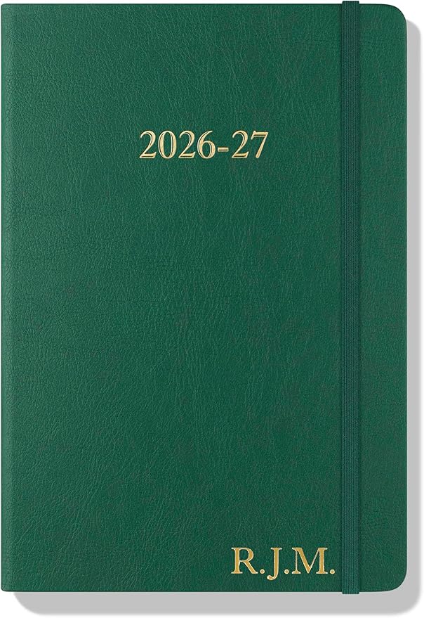 Wykeham's Executive 2026-27 Daily Journal Planner – Customization Available – Mid-Year Academic Diary (Personalized Racing Green, 8.5"×5.5")