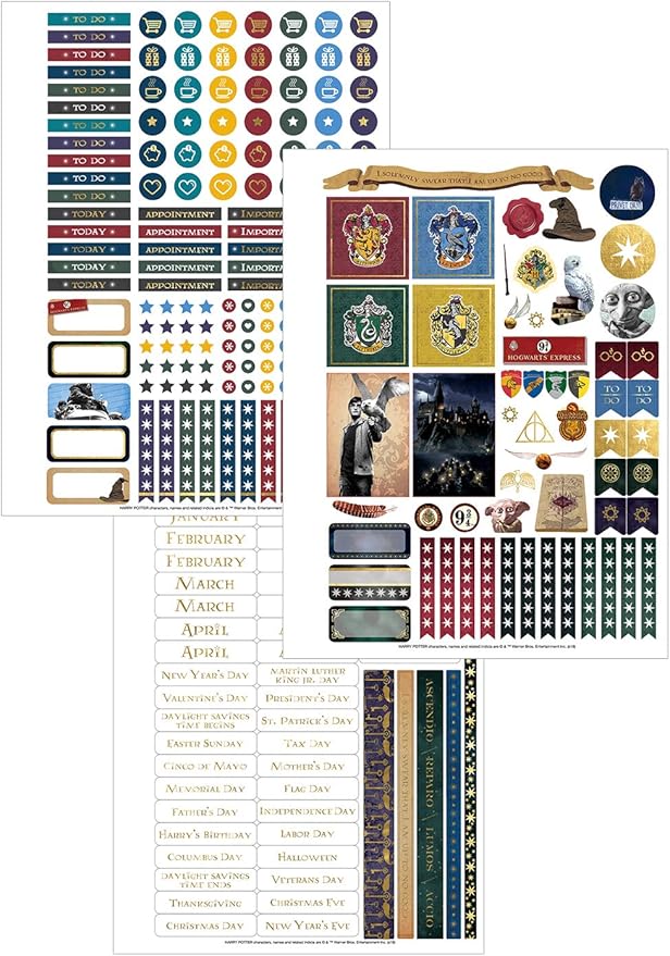 Paper House Productions Harry Potter 12 Month Undated 9.5" Planner with Month and Event Flag Stickers - Marauder's Map