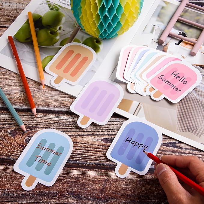 48 Pieces Ice Cream Cutouts Summer Bulletin Board Decorations Ice Pops Cut Outs Assorted Color Popsicle Shape Classroom Bulletin Board Decor for Kids School Office Supplies