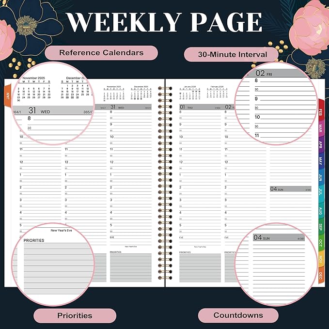2026 Appointment Book - January 2026 - December 2026, Weekly Appointment Book 2026, 9"x11", 2026 Hourly Planner with 30-Minute Interval, Colorful Monthly Tabs, Back Pocket