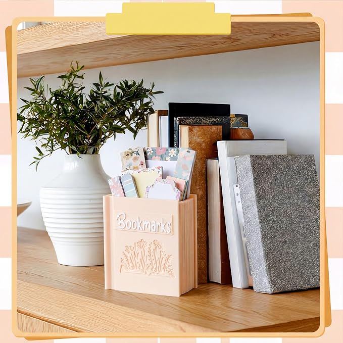 Resurhang 3D Printed Book Shaped Bookmark Holder, Book Lover Gift, Bookish Accessory Office Desk Supplies End of Year Gift for Librarian Bookworm Teacher Women(Beige)