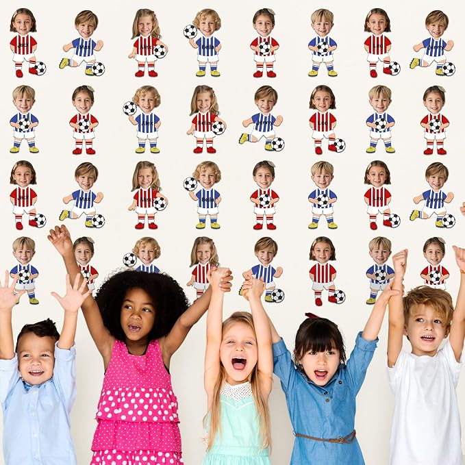 60Pcs Soccer Player Paper Cutouts Sport Bulletin Board Decoration Soccer Players DIY Photo Craft Cutout Sports Theme Classroom Supplies for Fans Teacher Student School Chalkboard Wall Party Decor