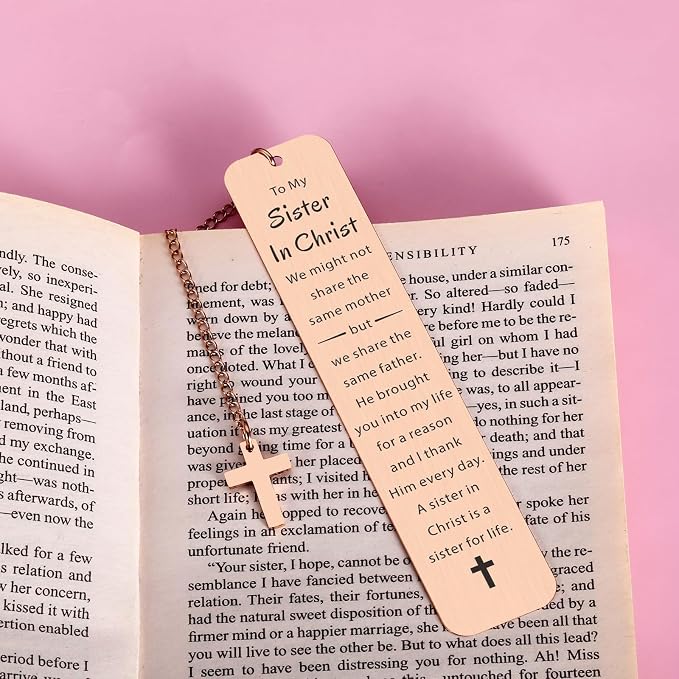 to My Sister in Christ Bookmark, Mother Day Secret Sister Gifts for Women Christian, Religious Baptism Gift for Women, Inspirational Bible Verse Bookmark