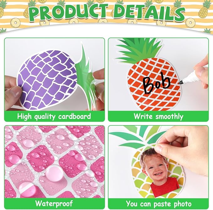 gisgfim 80Pcs Summer Cutouts Pineapple Decoration Bulletin Board Luau Tropical Paper Cut-Outs Classroom Decor for DIY Craft Photo Wall Summer Hawaiian Beach Kindergarten Preschool Party Favor Supply