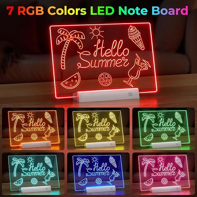LED Drawing Board with Remote Control,Rechargeable Glow Doodle Light Up Drawing Tablet,9 Colors & 2 Modes Dry Erase Neon Led Note Board for Decor & Message,Birthday Graduation Gift,White