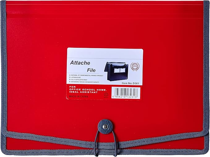 FANWU 4 Pack Plastic Expanding File Wallet Document Organizer with Elastic Cord & Button Closure, Letter Size, 3.5" Expansion, Poly A4 Expandable File Folder for School Office & Home Organization