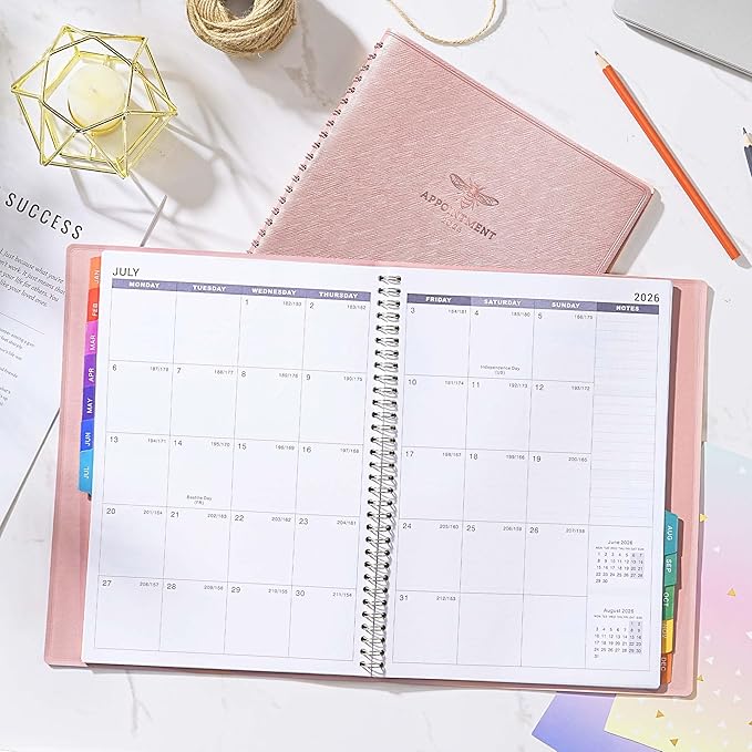 2026 Appointment Book/Planner - Appointment Planner 2026, Jan. 2026 - Dec. 2026, 11" x 9", 26 Daily Hourly Planner with 15-Minute Interval, Colorful Tabs - Rose Gold