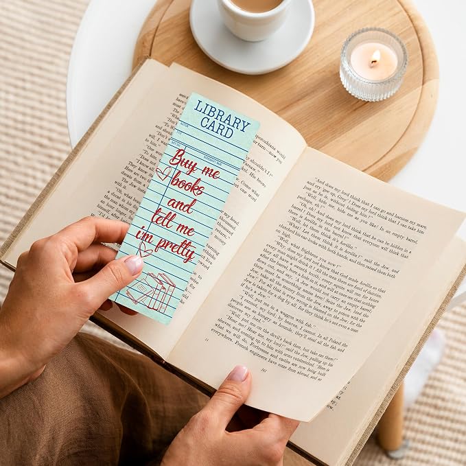 Vintage Bookmark Bulk Gifts - 100 Pcs Brown Library Card Paper Bookmarks for Women Girls Students Book Lovers Retro Quote Page Clips School Reading Accessories Bookish Birthday Graduation Gift
