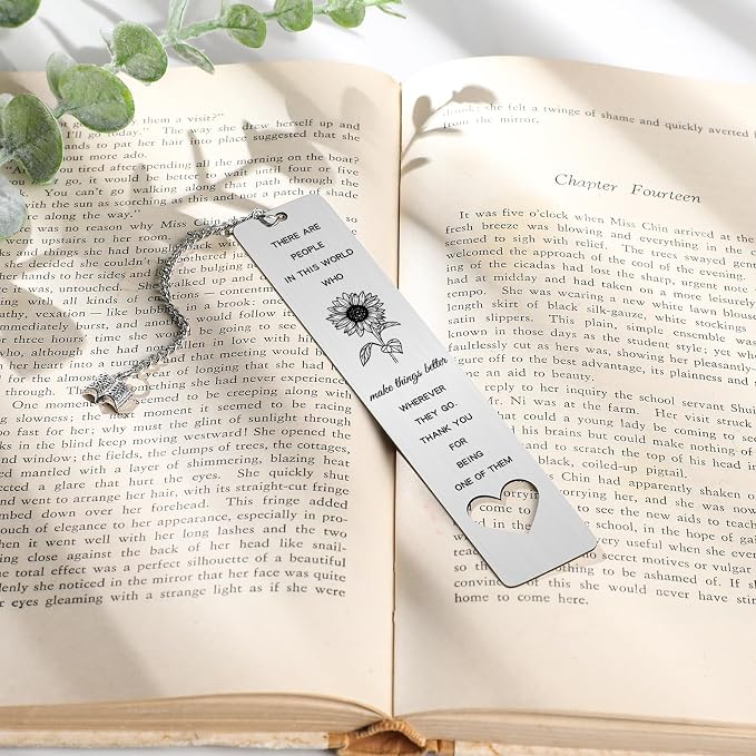 Sunflower Bookmark Gifts for Women - Metal Sunflower Book Marks with Book Chain for Book Lovers Back to School Coming Age Gifts for Him Her Students Teachers