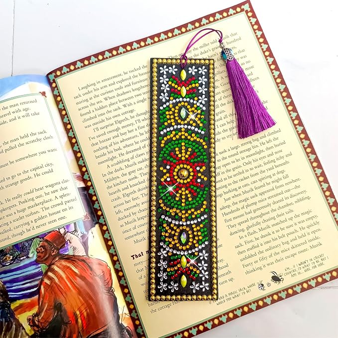 2 Pcs LINGFANG Diamond Painting Bookmark, DIY Book Makers for Adults Book Lovers, Diamond Art Beginners, Small Diamond Art Kits, Paint by Art Crafts Supplies Gift for Girls (Mandala 2)