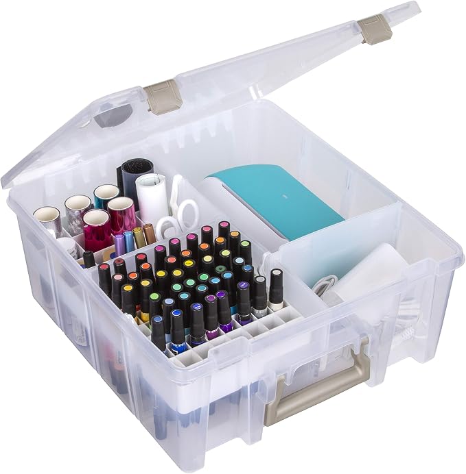 ArtBin 6993SP Super Satchel Double Deep with Papercrafting Accessory Tray, Clear, 1 Satchel & 1 Tray
