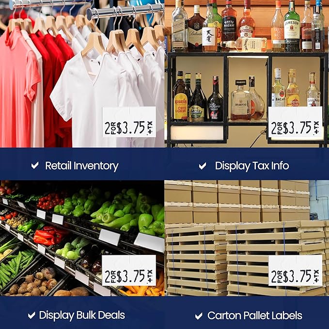 Perco White Pricing Labels for Monarch 1131 Price Gun – 8 Sleeves, 64 Rolls Value Pack - 160,000 Price Marking Labels – with Ink Rolls Included
