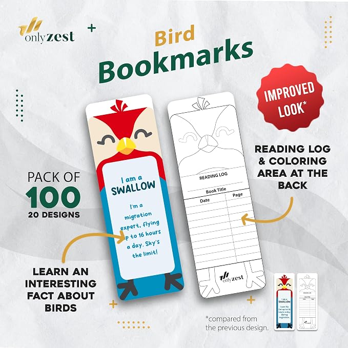 100 Pack Bookmarks for Kids – Bulk Bookmarks for Reading with Animal Fun Facts – Back to School Gifts for Student, Classroom, Teacher Prizes