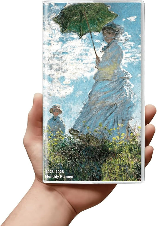 Pocket Calendar 2026-2028 Art Series, Monthly Planner Jan 2026 to Jul 2028 (3.7" x 6.7") Perfect Purse Calendar, Pocket Agenda with Protective Plastic Sleeve-Woman