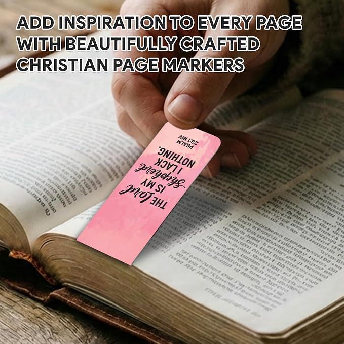 Decorably 8 Pack 0.8x2.3in Bible Verse Magnetic Bookmarks Christian, 8 Watercolor Motivational Designs Prayer Page Clips for Women & Men - Study, Devotional, Journaling, Reading, Gift