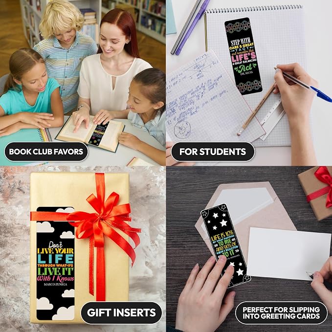 96 Pack Retro Bookmarks for Kids – Colorful Modern Design with Inspirational Quotes – Students and Classroom, School Supplies for Women & Teens