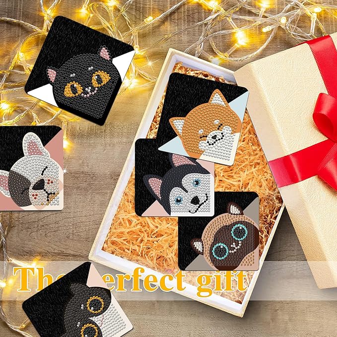 8 Pcs Diamond Painting Bookmark, DIY Corner Book Makers for Adults Book Lovers, Diamond Dot Art Beginners, Small Diamond Art Kits, Paint by Art Crafts Gift for Women Girls (Dog)