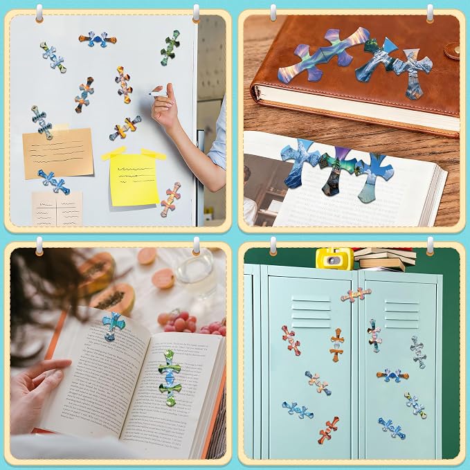 100Pack Magnetic Bookmarks Christian Bookmarks Bulk Cross Bible Bookmark for Reading Women Men Teacher Book Lovers Gifts, Religious Magnet Bookmark Clips Cute Personalized Book Markers (Scenery-P)