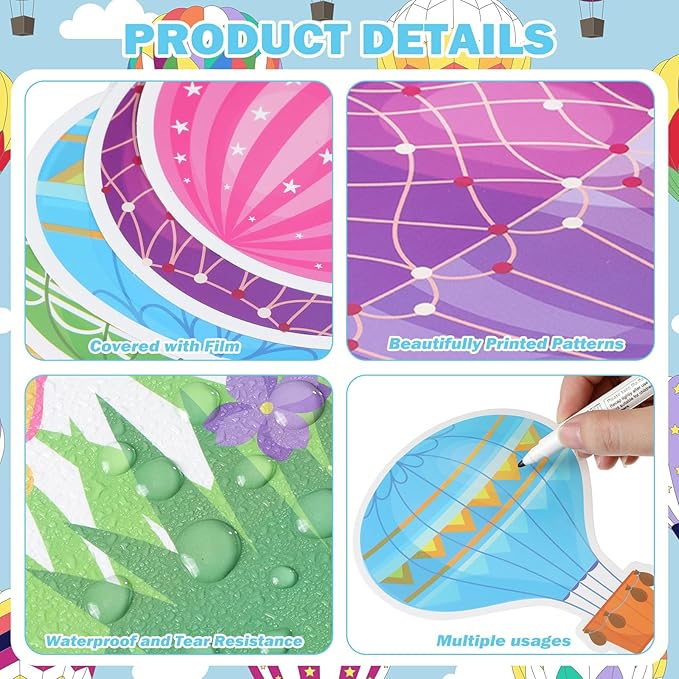 Pajean 66 Pcs Dream Big the Sky is the Limit Bulletin Board Sets Hot Air Balloon Cloud Borders 3D Honeycombs First Day of School Classroom Bulletin Board Decorations