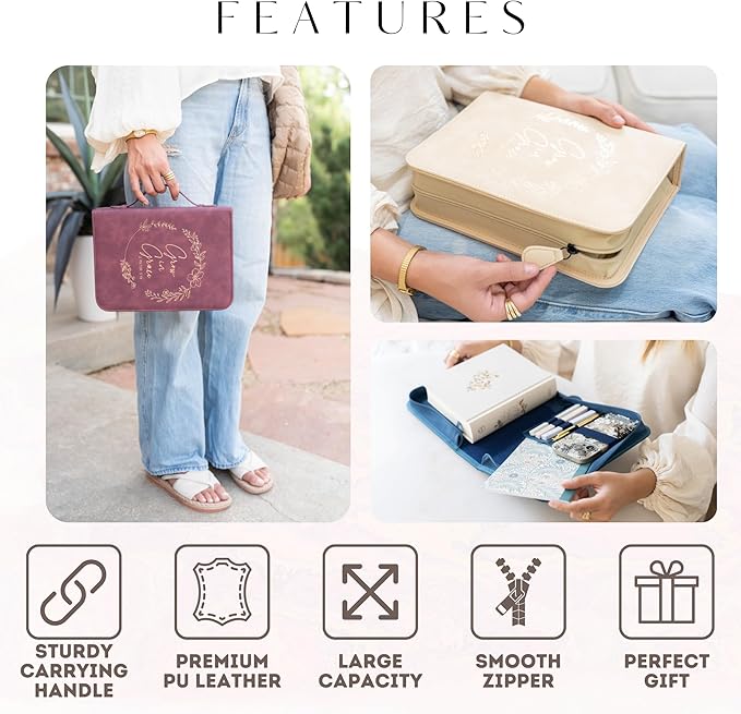 Bible Cover Case for Women - Minimalist Design Debossed Bible Case, Large Bible Covers for Women – Bible Accessories (BurgundyGold)