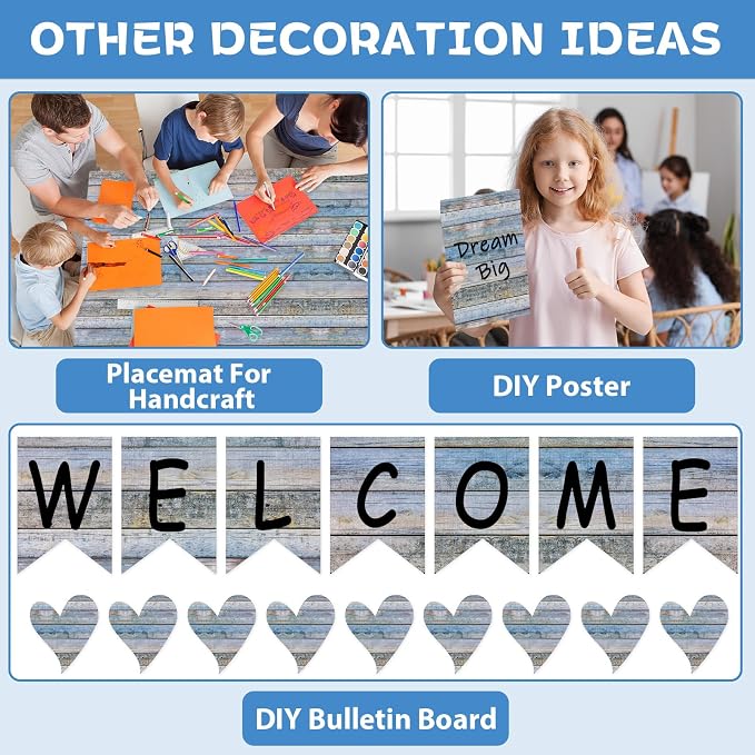 Qyeahkj 17.7in x 20ft Bulletin Board Paper Roll Bulletin Board Background Paper Fade Resistant Classroom Decoration Poster Art Craft Home Wall Education Decor Supplies Patterned Wood Grain