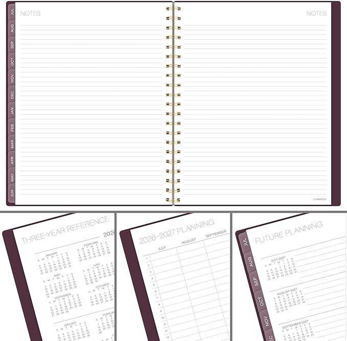 Cambridge Planner 2026-2027 Weekly & Monthly Academic 12-Month July-June, 8-1/2" x 11", Stria (1797-905A)