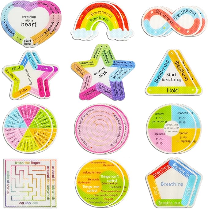 Tastin Calm Strips Anxiety Relief Adhesive Sensory Stickers, 24 Pcs - Safe Materials & Waterproof, Ideal for School, Office, and Classroom Use - A Thoughtful Christmas Stocking Stuffer