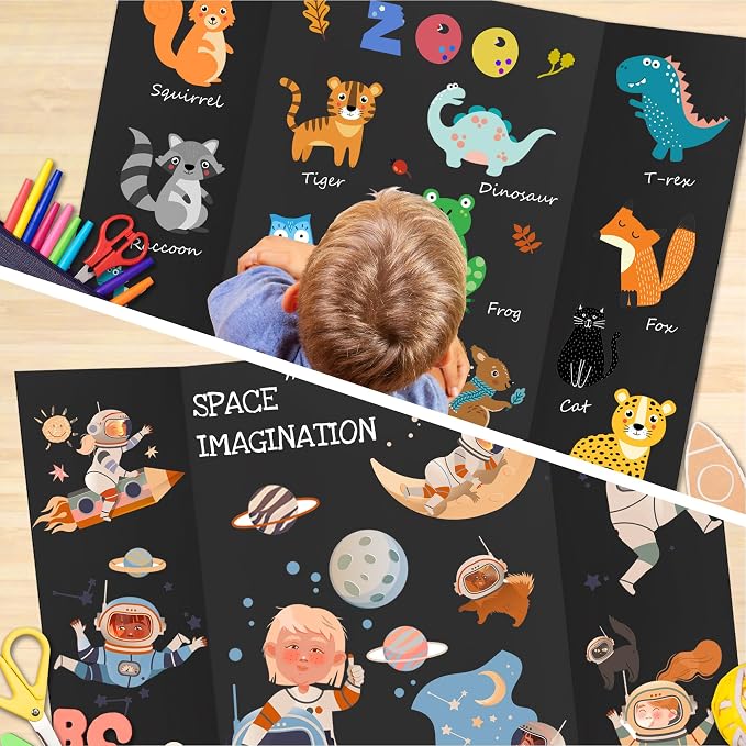 Chell 36" x 48" Large Trifold Poster Board, 4 Pack, Black Corrugated Project Boards for Science Fair, School Projects, Event Displays and Business Presentations