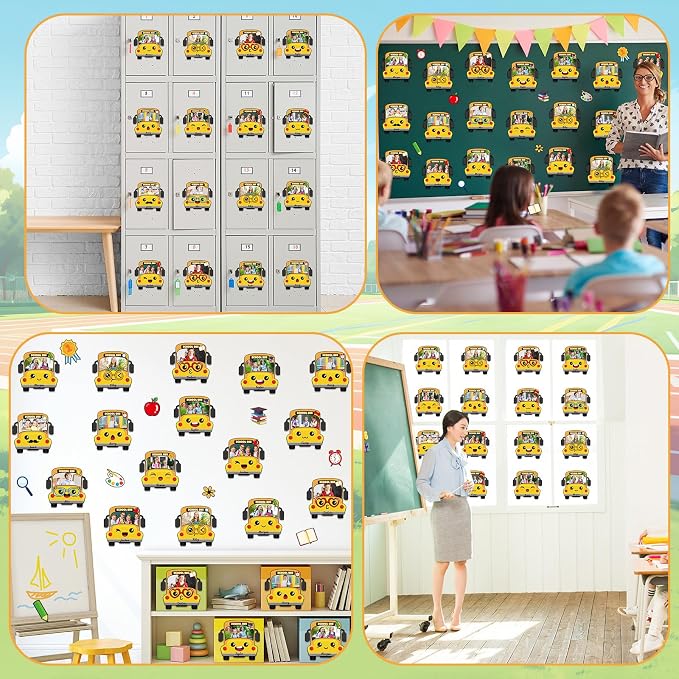 gisgfim 80Pcs School Bus Cutouts Back to School Decorations Bulletin Board Yellow Bus Paper Cut-Outs Classroom Decor for Boy Girl DIY Craft Photo Wall Door Kindergarten Preschool Party Favor Supply