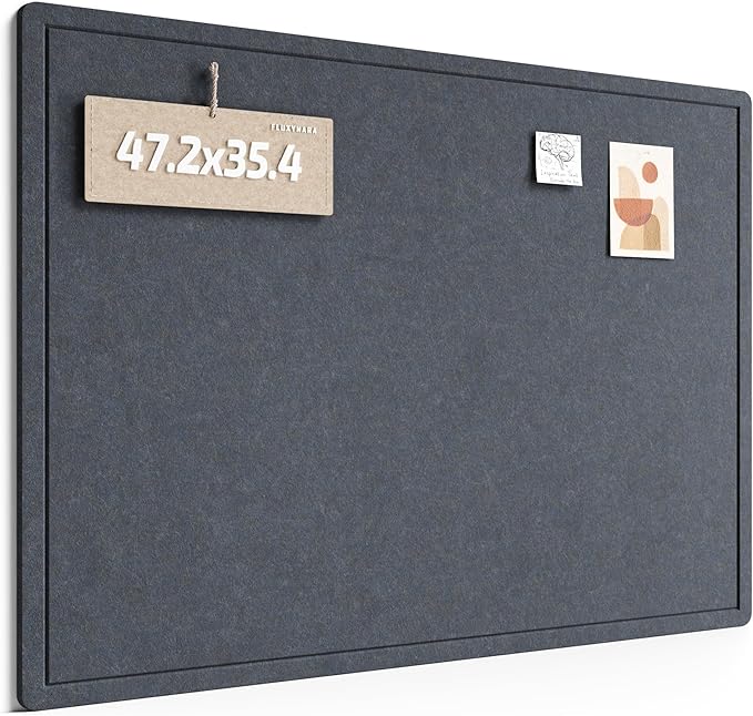 Fluxnara Bulletin Board,Cork Board Alternative with Safe Removable Adhesive Tabs, Foldable Felt Pin Board for Home Office, Classroom, Bedroom,Entryway for Walls (Navy Blue, 47.2 x 35.4 inches)