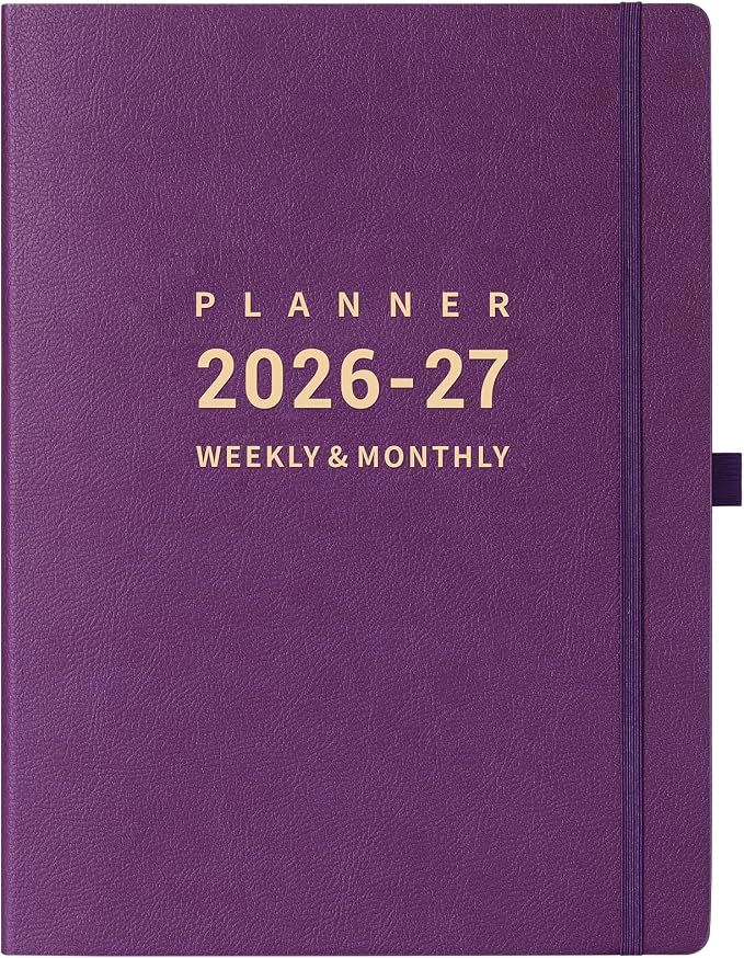 Planner 2026-2027 - Academic Planner 2026-2027, 8.5" x 11", July 2026 - June 2027, Planner Daily Weekly and Monthly, Pen Holder, Pocket, 25 Notes Pages, Faux Leather Cover