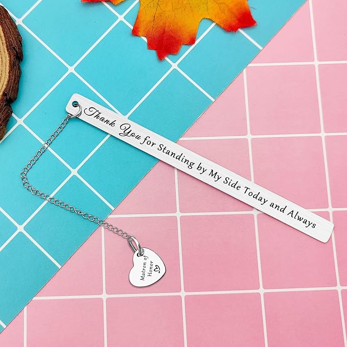 Matron of Honor Gifts from Bride Bookmark Bridesmaid Proposal Gifts Wedding Gifts for Matron of Honor Bachelorette Bridal Party Presents for Sister Women Friends Book Lover Metal Book Mark