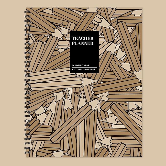 TF Publishing July 2026 - June 2027 Kraft & Lead Teacher and Home School Lesson Planning Book - Teacher Planner 2026-2027 with Monthly Spreads, Weekly Pages, and Class Sections - 9in x 11in