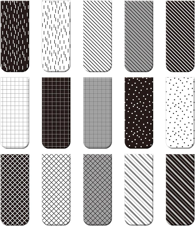 Zonon 30 Pieces Magnetic Bookmarks Assorted Magnetic Page Markers Set for Student Book Lovers Stationery Present Magnet Bookmarks Clips (Black and White)