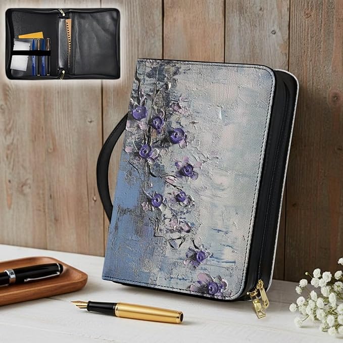 PU Bible Case, Bible Cover for Women,Small Bible Covers with Leather Bookmark (Set of 1), Bible Carrying Case,Art Painting