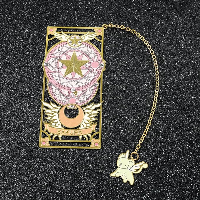 Anime Magic Cards Captor Sakura Bookmarks Set - Sweet Cartoon Cute Book Marks for Reading Women Men Anime Fans, Book Accessories Collection Decor Hangings Gifts (Brass Style 1)