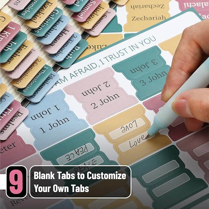 Mr. Pen- Bible Tabs, 75 Tabs, Serene Spring, Laminated Bible Tabs for Women and Men, Bible Tabs for Study Bible, Bible Index Tabs, Bible Book Tabs, Bible Labels Tabs, Mr Pen Bible Tabs